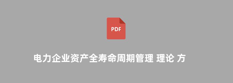 电力企业资产全寿命周期管理 理论 方法及应用